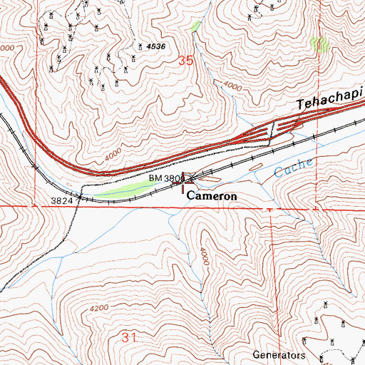 Topographic Map of Cameron, CA
