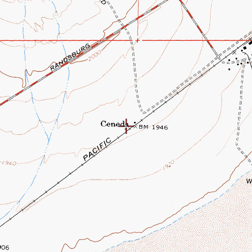 Topographic Map of Ceneda, CA
