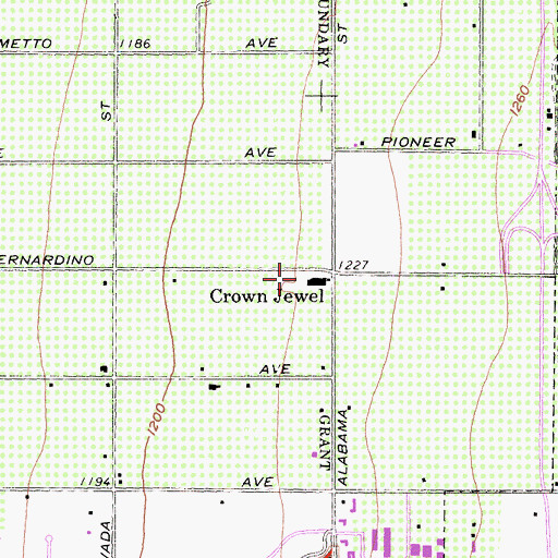 Topographic Map of Crown Jewel, CA