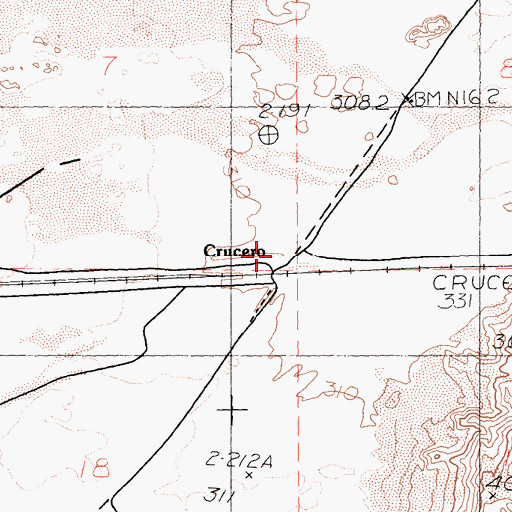 Topographic Map of Crucero, CA