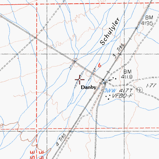 Topographic Map of Danby, CA