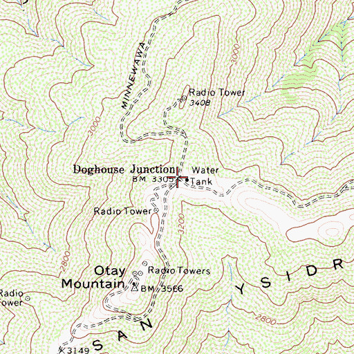 Topographic Map of Doghouse Junction, CA