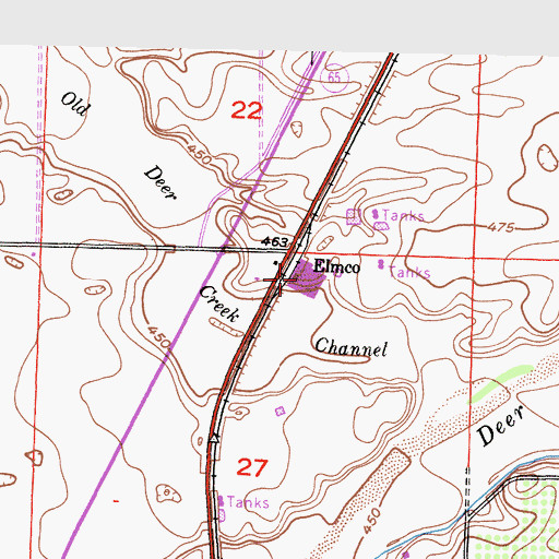 Topographic Map of Elmco, CA