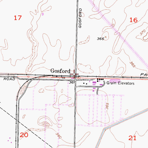 Topographic Map of Gosford, CA