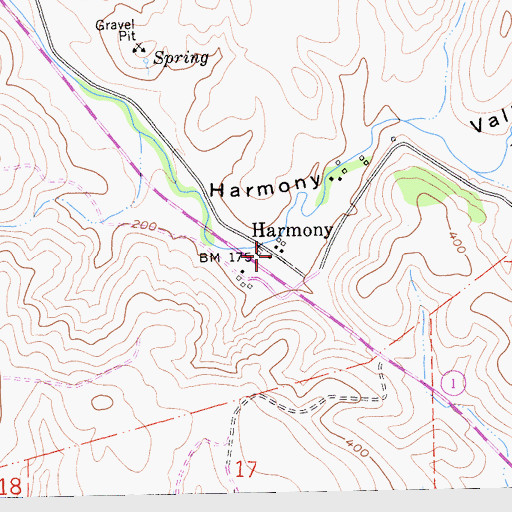Topographic Map of Harmony, CA