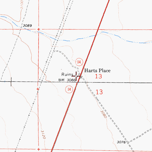 Topographic Map of Harts Place, CA