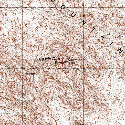 Topographic Map of Castle Dome Peak, AZ