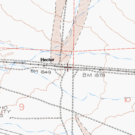 Topographic Map of Hector, CA