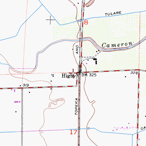 Topographic Map of Higby, CA