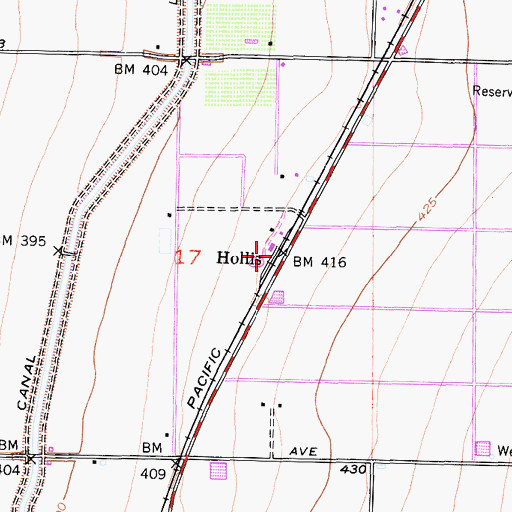 Topographic Map of Hollis, CA