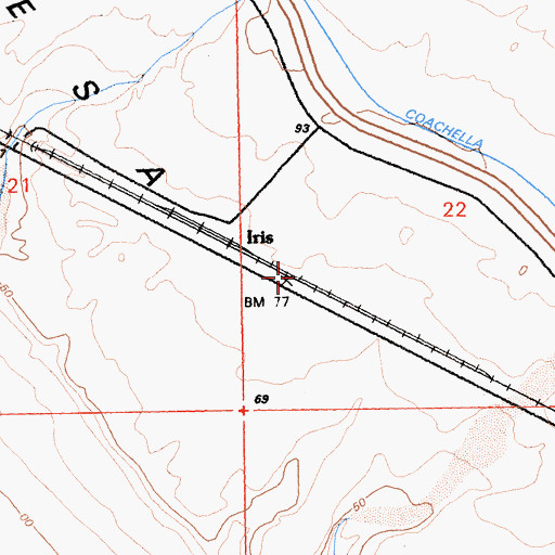 Topographic Map of Iris, CA