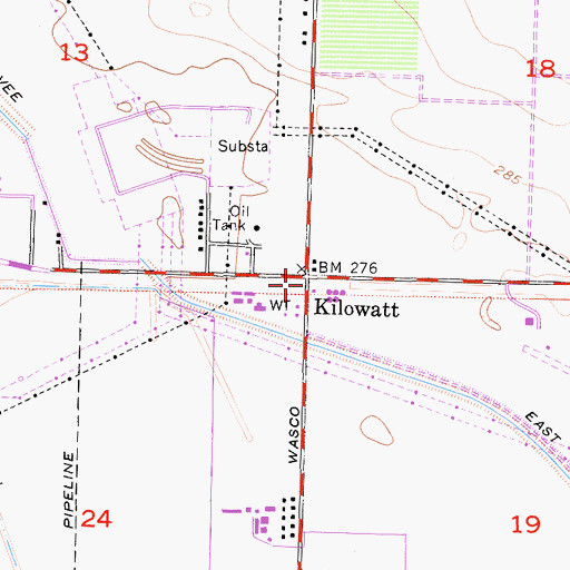 Topographic Map of Kilowatt, CA