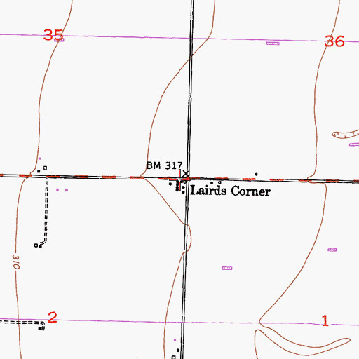 Topographic Map of Lairds Corner, CA