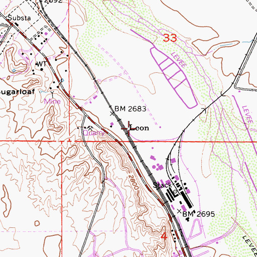 Topographic Map of Leon, CA