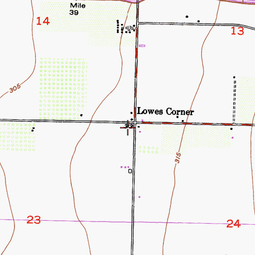Topographic Map of Lowes Corner, CA