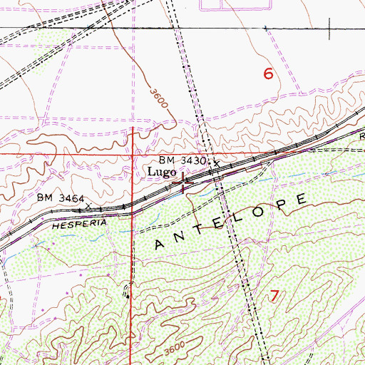 Topographic Map of Lugo, CA