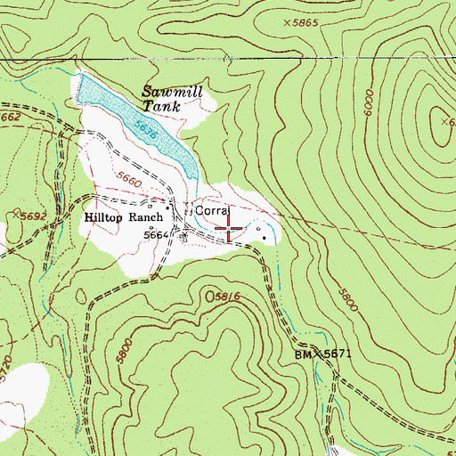 Topographic Map of Sawmill, AZ