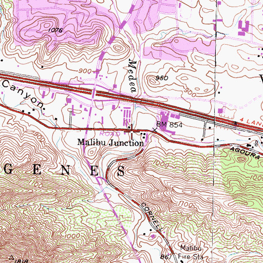 Topographic Map of Malibu Junction, CA