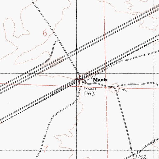 Topographic Map of Manix, CA
