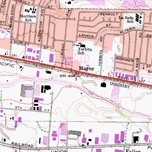 Topographic Map of Marne, CA