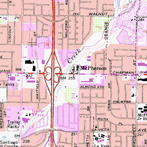 Topographic Map of McPherson, CA