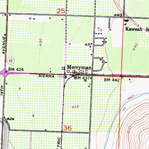 Topographic Map of Merryman, CA
