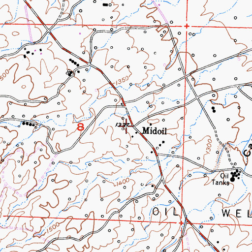 Topographic Map of Midoil, CA