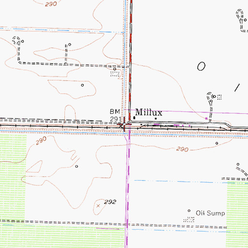 Topographic Map of Millux, CA