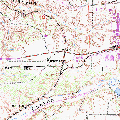 Topographic Map of Miramar, CA