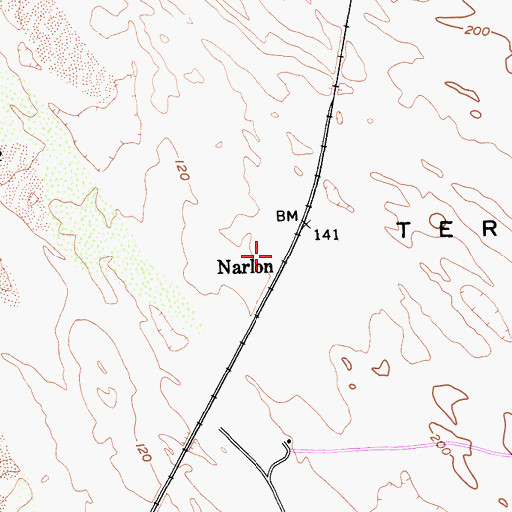 Topographic Map of Narlon, CA