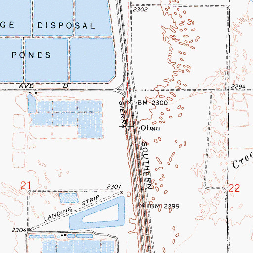 Topographic Map of Oban, CA
