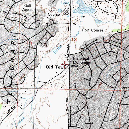 Topographic Map of Old Town, CA