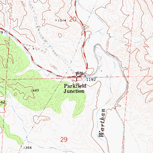 Topographic Map of Parkfield Junction, CA