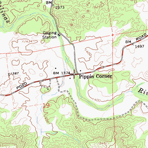 Topographic Map of Pippin Corner, CA
