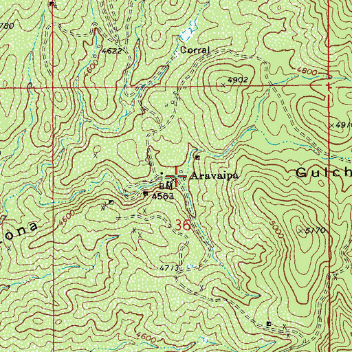 Topographic Map of Aravaipa, AZ