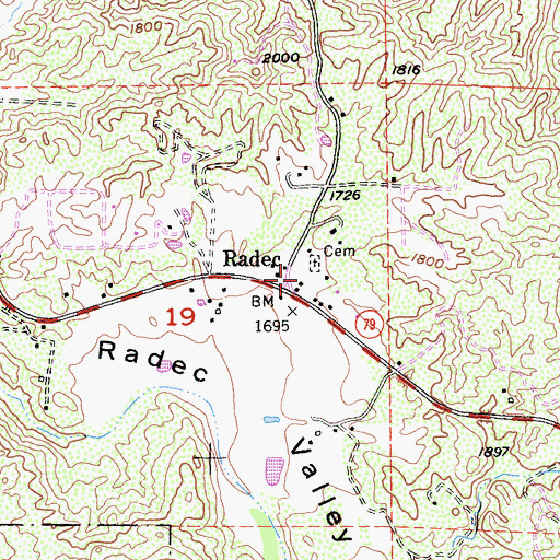 Topographic Map of Radec, CA