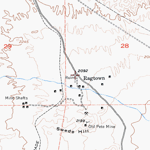 Topographic Map of Ragtown, CA