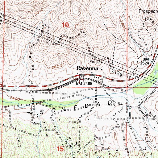 Topographic Map of Ravenna, CA