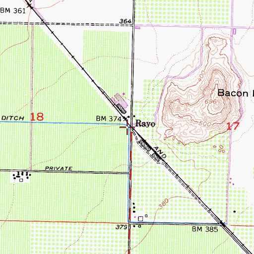 Topographic Map of Rayo, CA