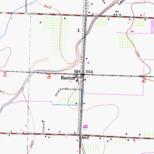 Topographic Map of Rector, CA