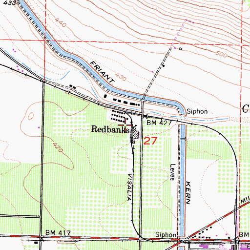 Topographic Map of Redbanks, CA