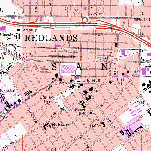 Topographic Map of Redlands, CA