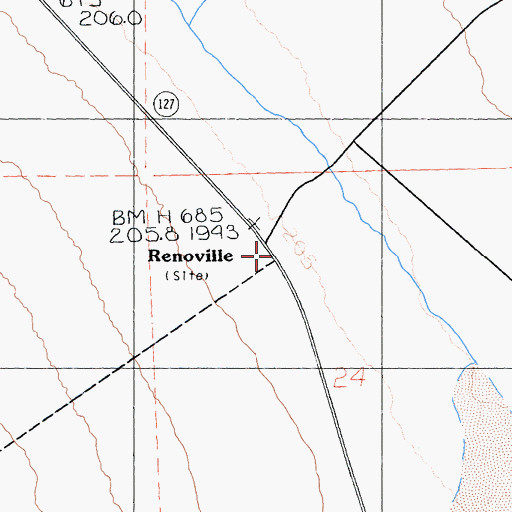 Topographic Map of Renoville, CA