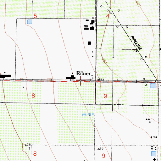 Topographic Map of Ribier, CA