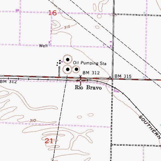 Topographic Map of Rio Bravo, CA