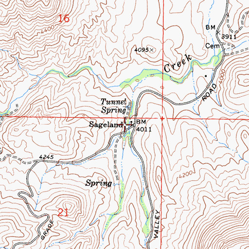Topographic Map of Sageland, CA