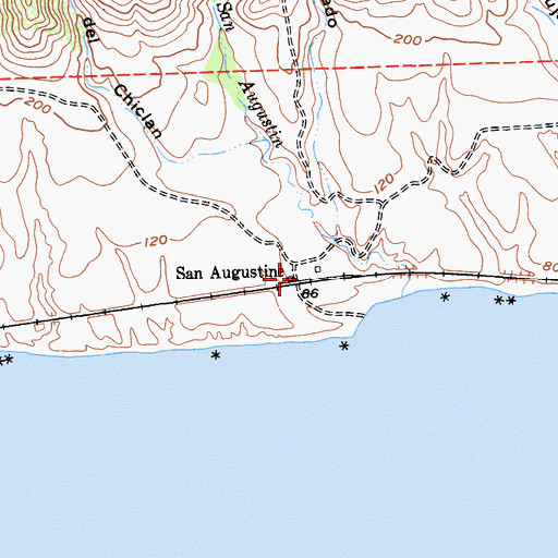 Topographic Map of San Augustine, CA