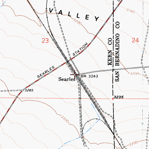Topographic Map of Searles, CA