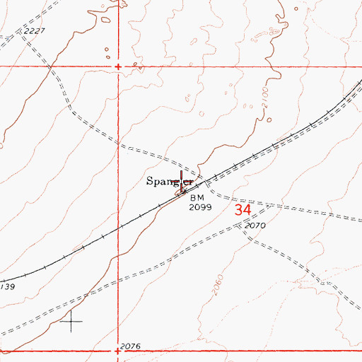Topographic Map of Spangler, CA