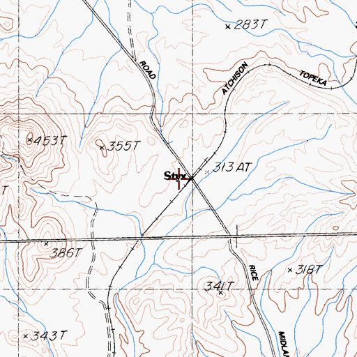 Topographic Map of Styx, CA